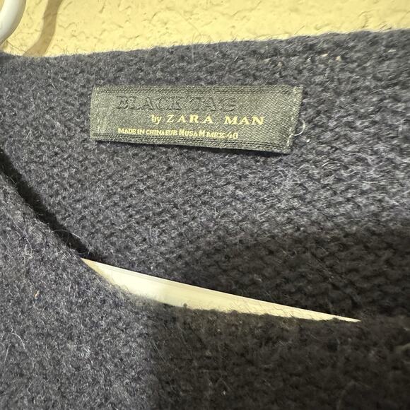 Zara Man Sweater Pullover Soft Knit Wool Blend Black Tag Classic Sz Medium - Picture 3 of 5